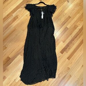 For Love & Lemons Elegant Black and Gold Polka Dot Sheer Dress